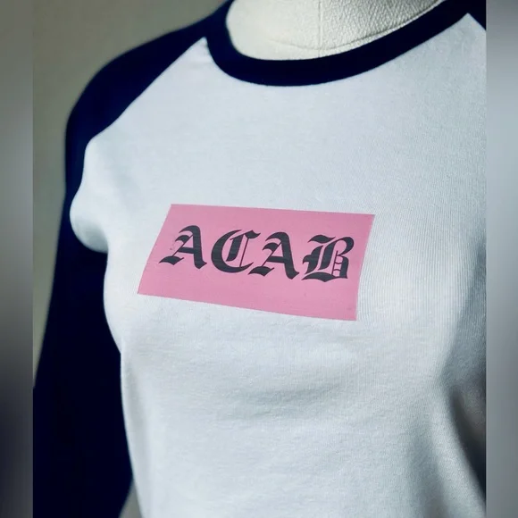 ACAB raglan baseball baby tee Size S - Picture 2 of 4